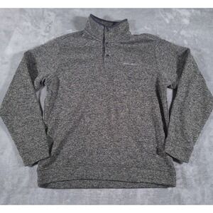 Eddie Bauer‎ Sweater Mens Large Charcoal Gray Radiator Fleece Snap Mock Pullover